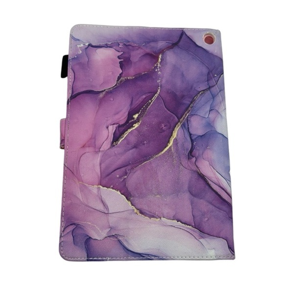 Samsung Galaxy Tab A8 10.5" 2022 Case: Purple Marble PU Leather Stand‎ Cover - Picture 10 of 13